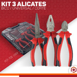 Kit jogo de 3 alicates universais corte bico 8 polegadas 20mm