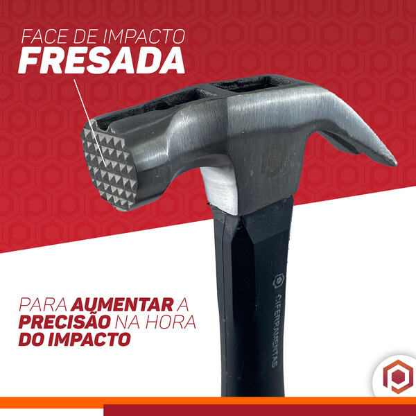 Martelo Cabo Fibra Pro 250-500 e 750gr C/ Suporte P/ Prego Imantado
