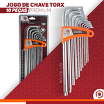 Kit 10 Chaves Hexagoniais Torx Profissional Furo No Centro