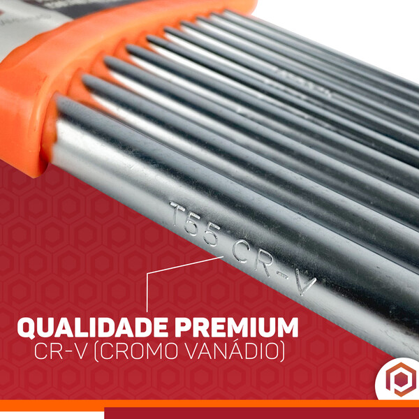 Kit 10 Chaves Hexagoniais Torx Profissional Furo No Centro