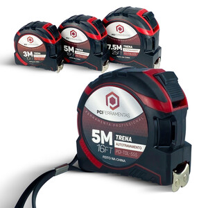 Trena Aço Fita Métrica Metal Emborrachada Auto Trava 3m 5m e 7,5m 25mm