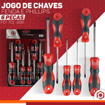Kit Jogo De Chave De Fenda / Phillips Com 6 Peças Imantadas