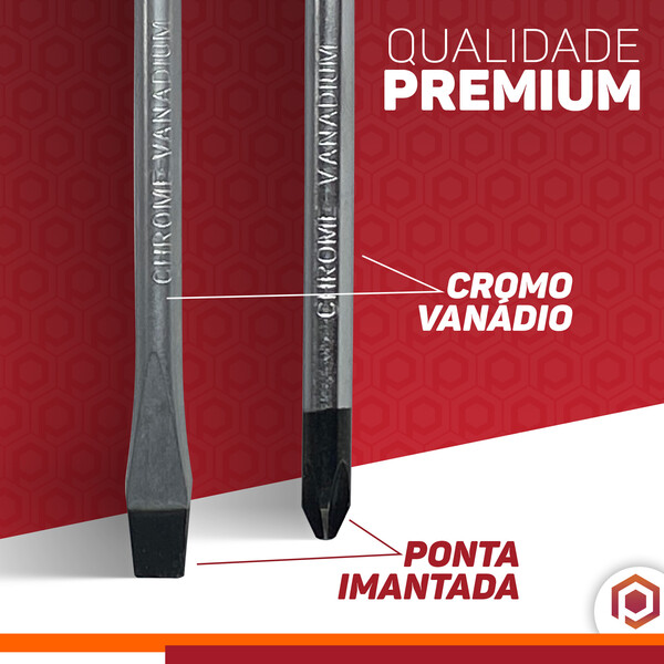 Kit Jogo De Chave De Fenda / Phillips Com 6 Peças Imantadas