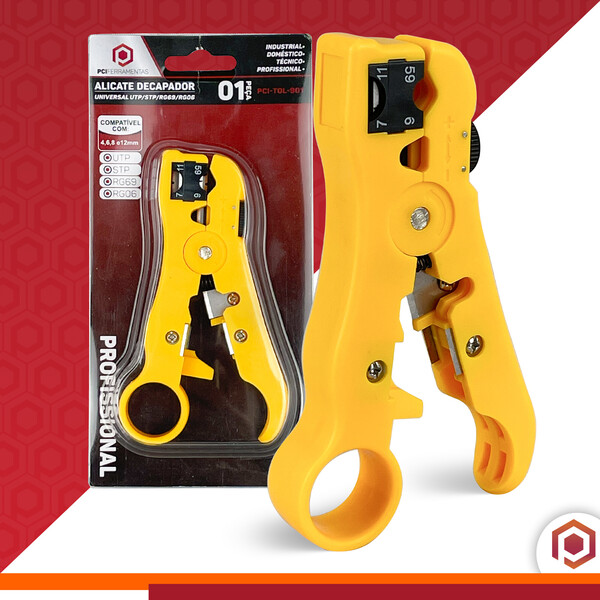 Alicate Decapador Universal De Cabo Coaxial Utp Stp Amarelo