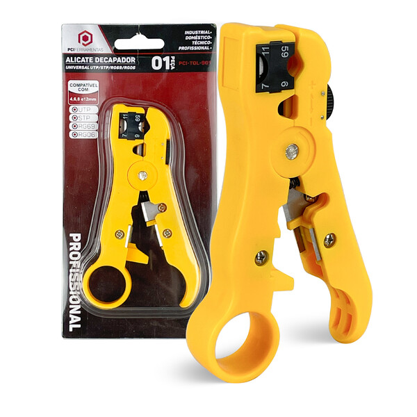 Alicate Decapador Universal De Cabo Coaxial Utp Stp Amarelo