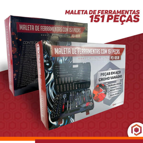 Maleta de Ferramentas Jogo De Soquete Chave Catraca Combinada Allen  151 Pcs
