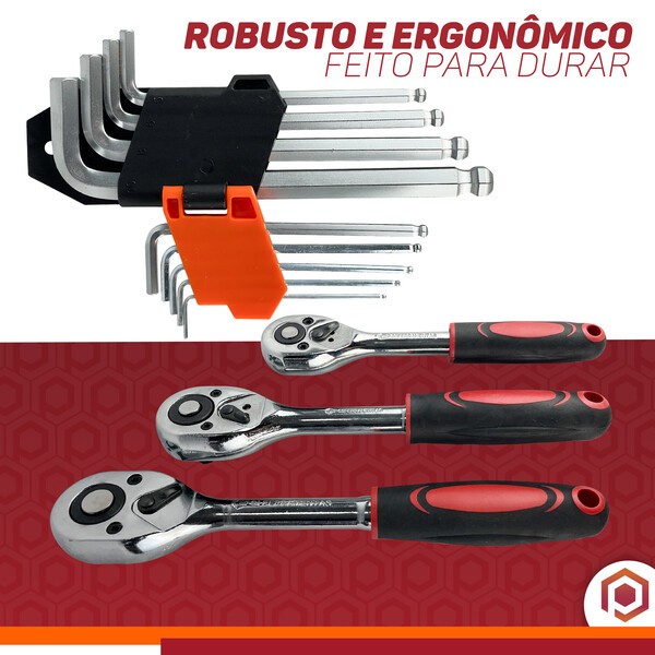 Maleta de Ferramentas Jogo De Soquete Chave Catraca Combinada Allen  151 Pcs