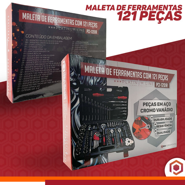 Kit Ferramenta Jogo Soquete Chave Combinada Catraca 121 Pcs