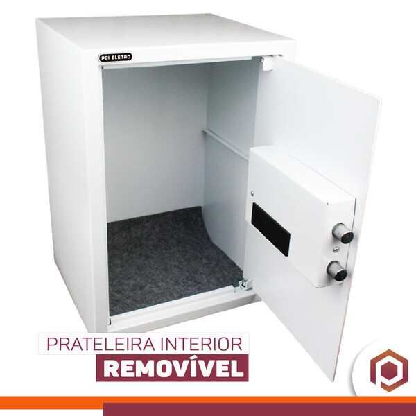 Cofre Eletrônico Digital Teclado Prateleira 52x36x35 Grande Cor Branco