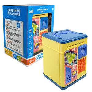 Mini Cofre Dig. Inf. Puxa Notas Biometria-foguete Amarelo