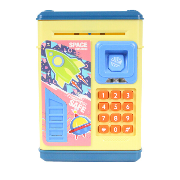 Mini Cofre Dig. Inf. Puxa Notas Biometria-foguete Amarelo