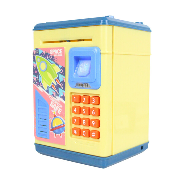 Mini Cofre Dig. Inf. Puxa Notas Biometria-foguete Amarelo
