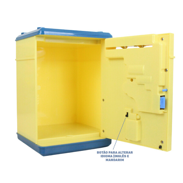 Mini Cofre Dig. Inf. Puxa Notas Biometria-foguete Amarelo