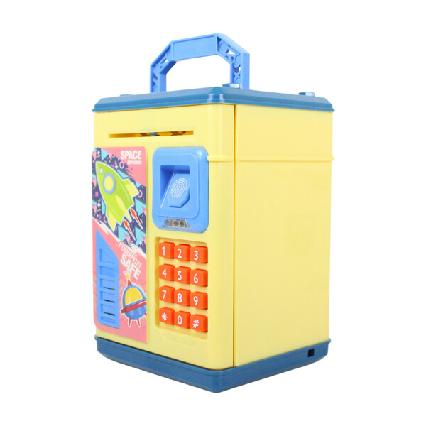 Mini Cofre Dig. Inf. Puxa Notas Biometria-foguete Amarelo