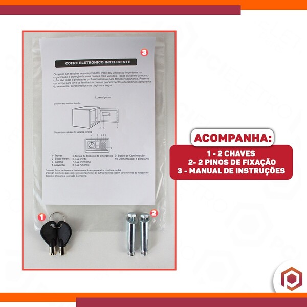 Pci Cofres Eletrônico Digital Travas 20mm 6kg 8l Chave Senha Adicionar aos favoritos R$ 298 , 99