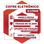 Cofre Eletrônico Digital Travas 13.5mm 3kg 6l Chave Seguro