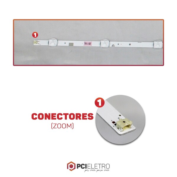 Kit 3 Barras Compatível Com Un40J5200 Un40J5200Ag Un40J5290 Ue40J5200 Televisão 40 Polegadas Pci Eletroparts